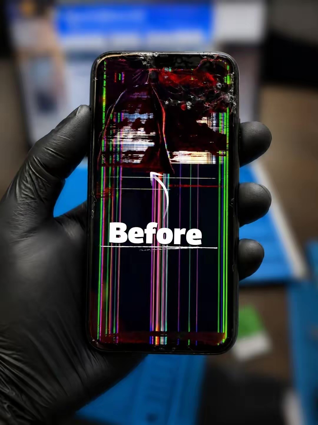 Cracked iPhone 11 screen before repair at MobiDokta Danville, Pretoria West